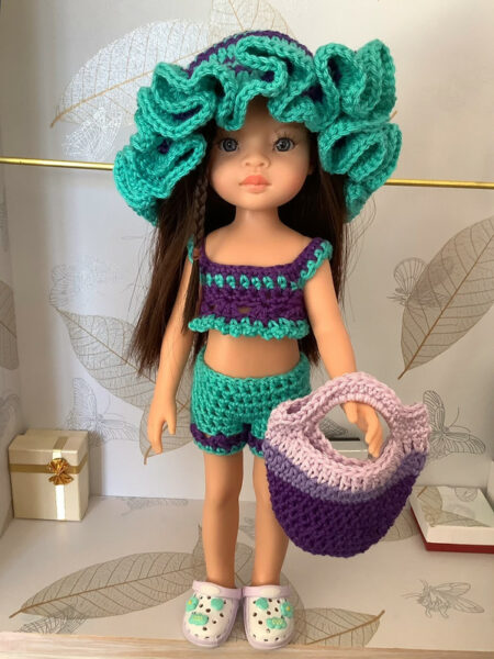 OLNOE CREATIONS - Créations Originales Au Crochet Réalisées En Provence - Poupée Las Amigas Paola Reina Bain De Soleil