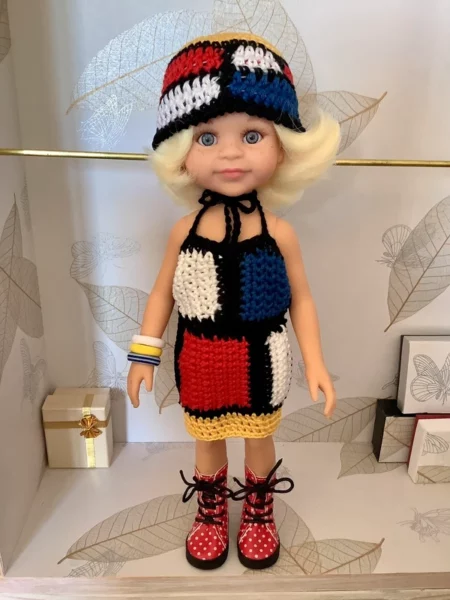 OLNOE CREATIONS - Créations Originales Au Crochet Réalisées En Provence - Poupée Las Amigas Paola Reina Cléo Mondrian