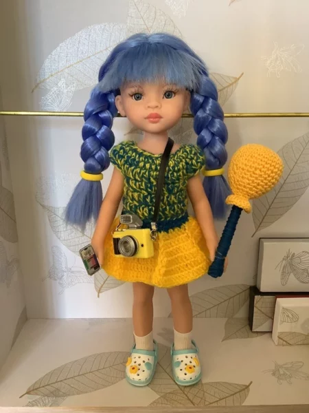 OLNOE CREATIONS - créations originales au crochet réalisées en Provence - poupée Las Amigas Paola Reina Liu Bleu