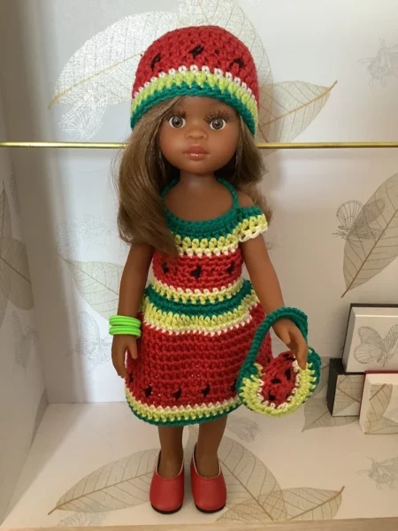 OLNOE CREATIONS - créations originales au crochet réalisées en Provence - poupée Las Amigas Paola Reina Nora Pastèque