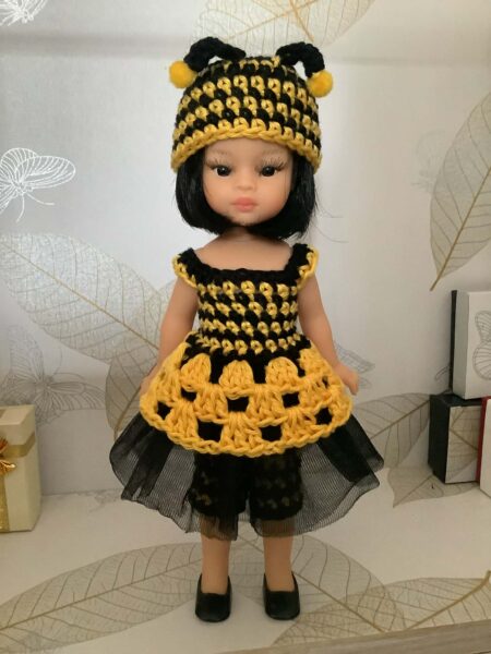 OLNOE CREATIONS - créations originales au crochet réalisées en Provence - poupée Las Mini Amigas Paola Reina abeille